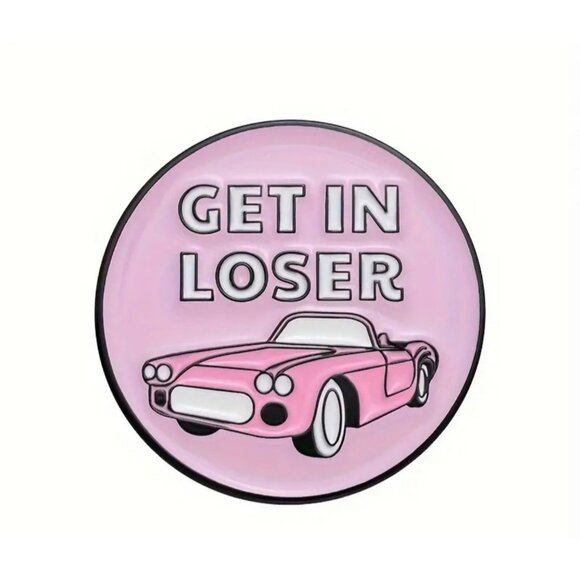 Mean Girls Enamel Pin Brooch Cartoon Pink "Get In Loser" Badges Funny Jewelry - Picture 1 of 4